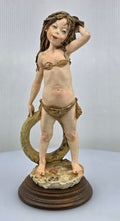 Giuseppe Armani Capodimonte Italy Girl With Flowers Figurine With Wood Base 9.25"h