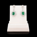 2.70ctw Emerald and 0.94ctw Diamond 18K White Gold Dangle Earrings