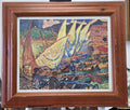 Antique frame print of sailing boats