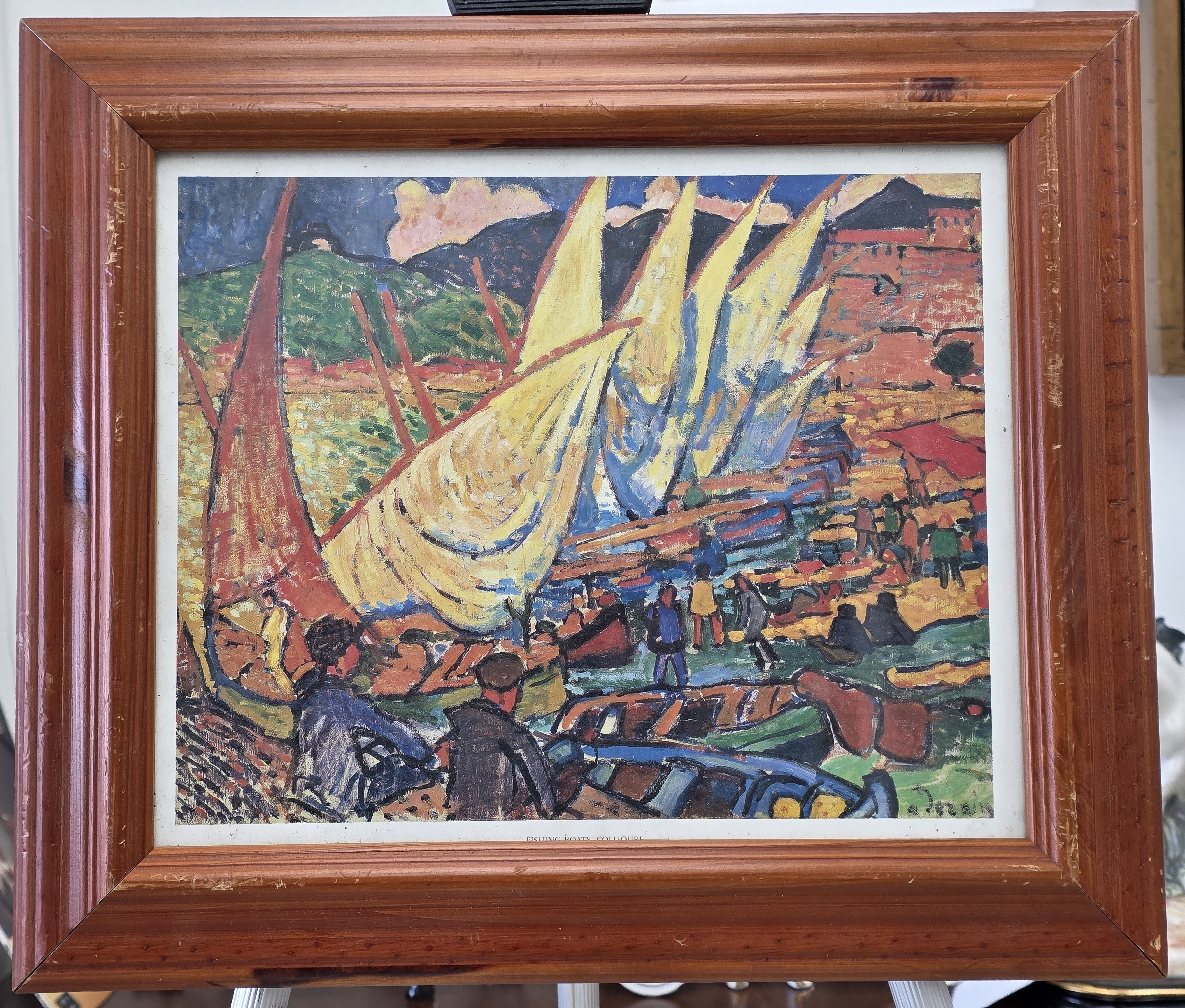 Antique frame print of sailing boats