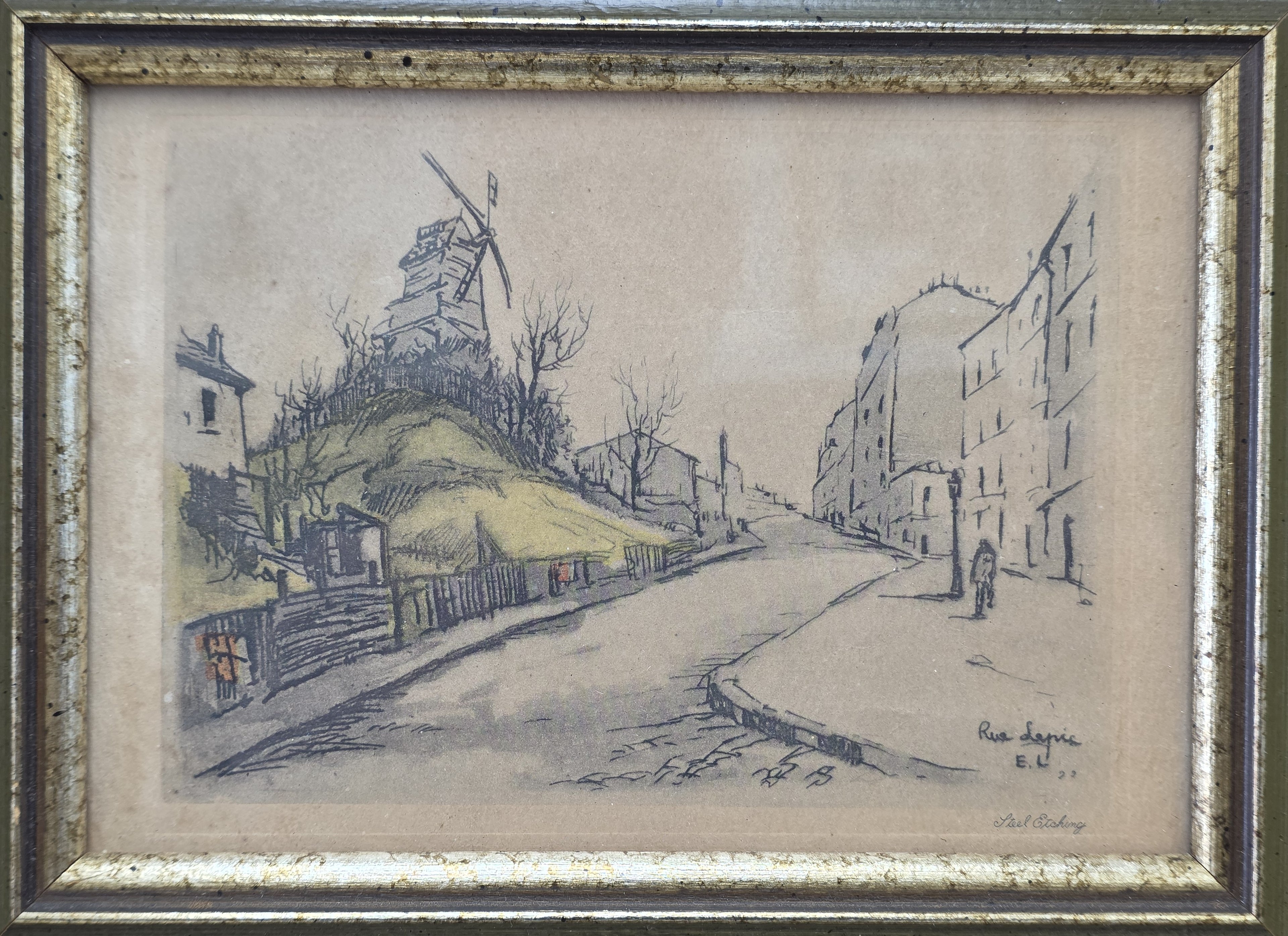 Eugene Lombral antique framed color print