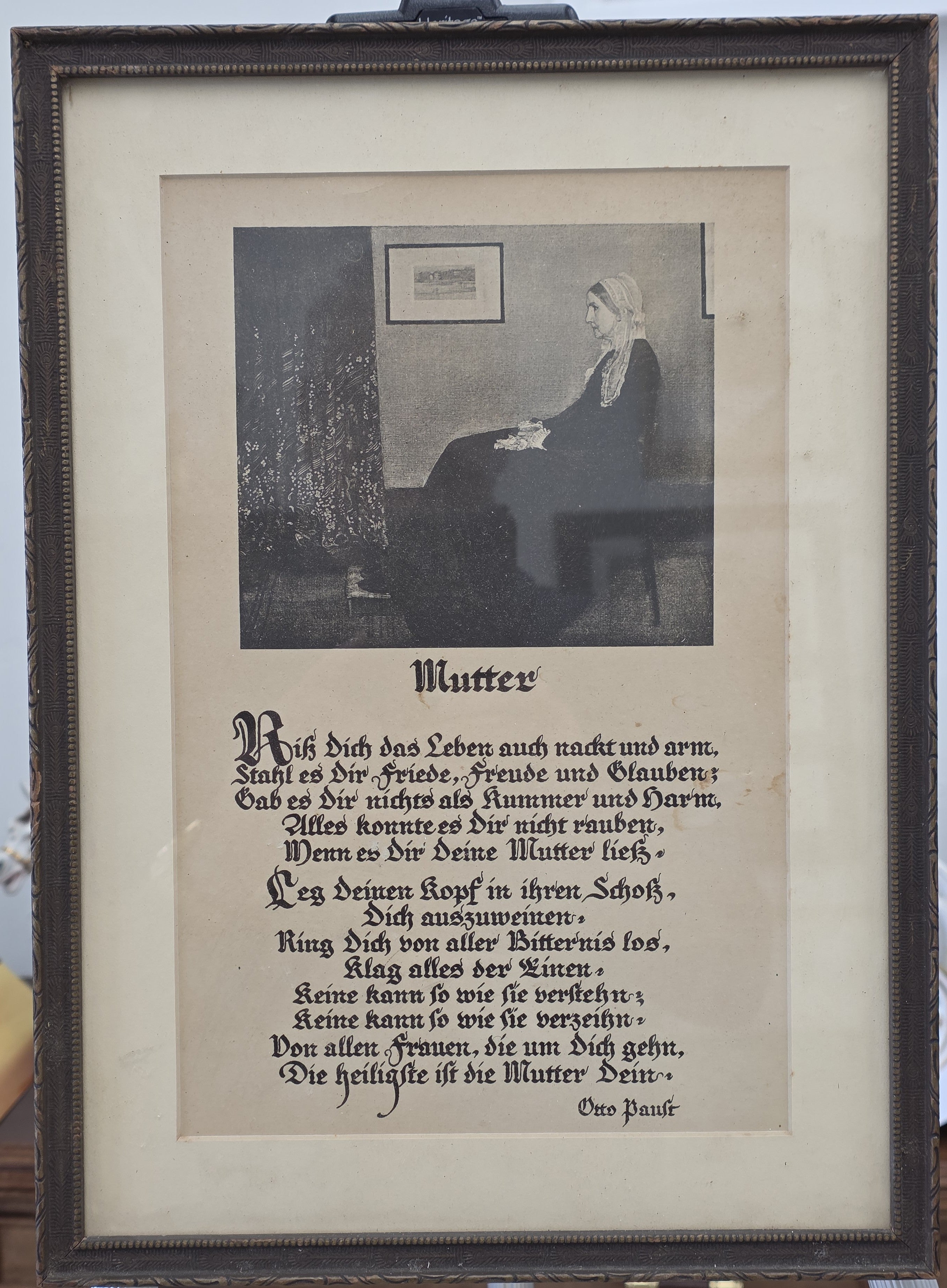 Whistler's Mother Vintage Framed Print Mutter Poem in German Vintage mother poem