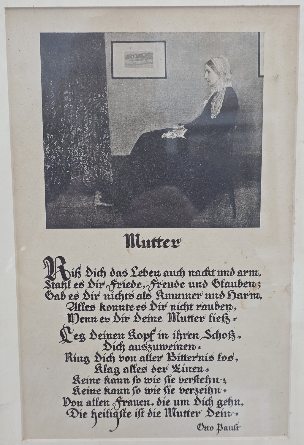 Whistler's Mother Vintage Framed Print Mutter Poem in German Vintage mother poem