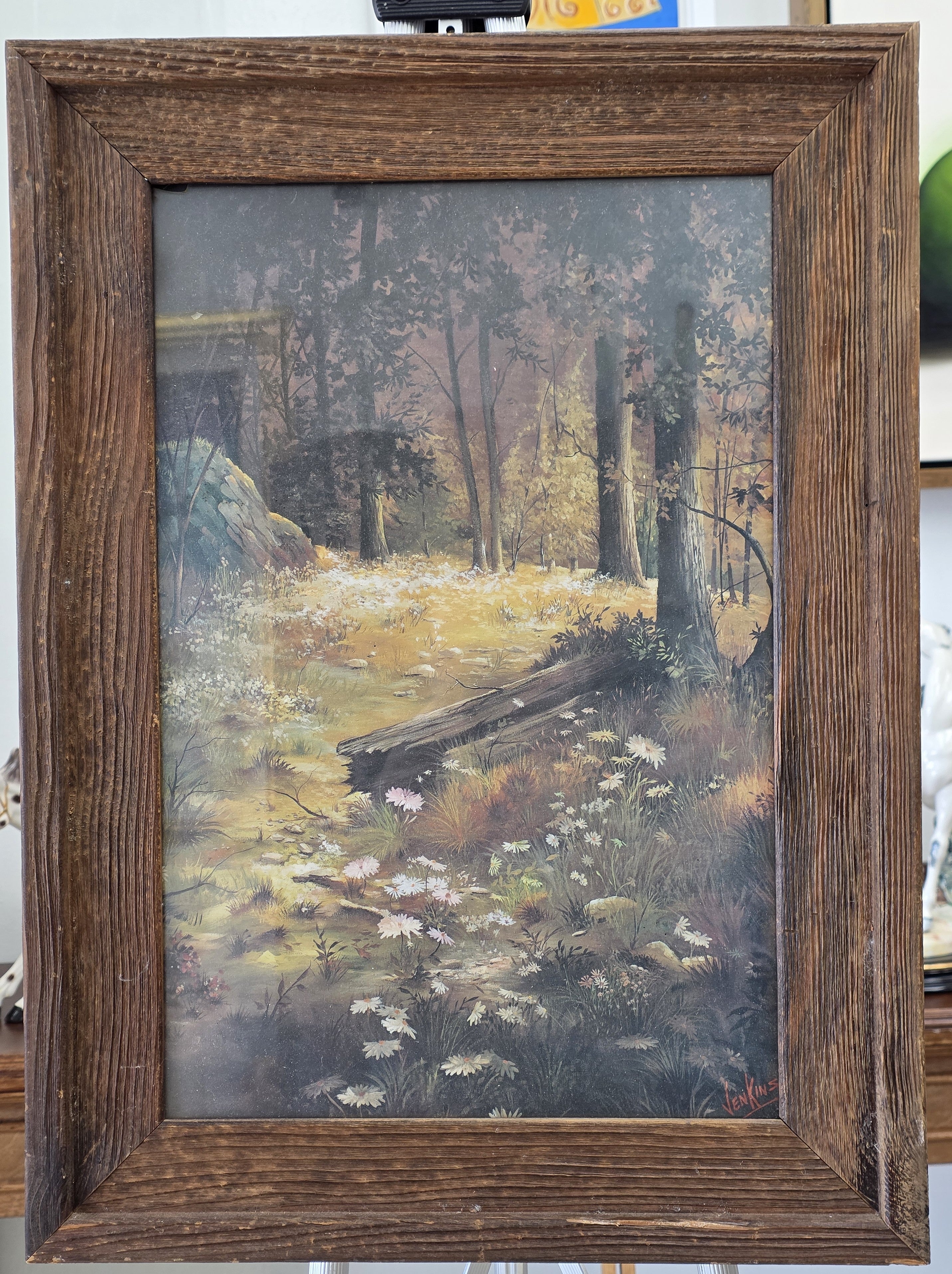 Gary Jenkins Signed Framed Wooded Forrest Artwork Print