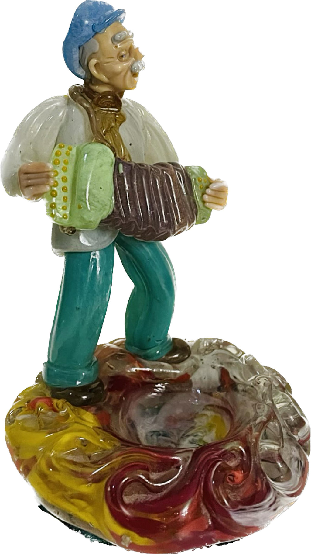 Zelezney Brod Sklo Ashtray. Man with Accordion