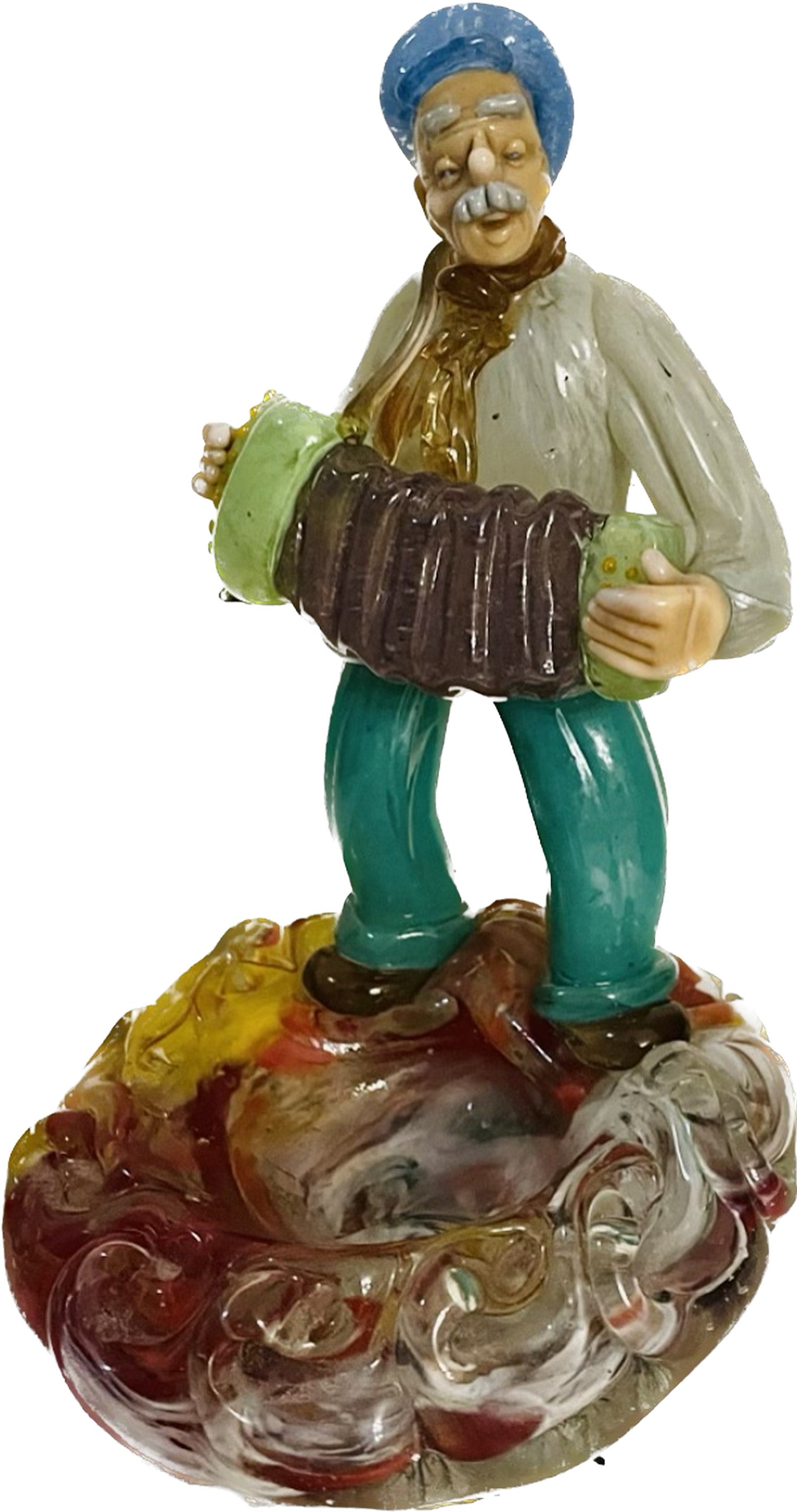 Zelezney Brod Sklo Ashtray. Man with Accordion