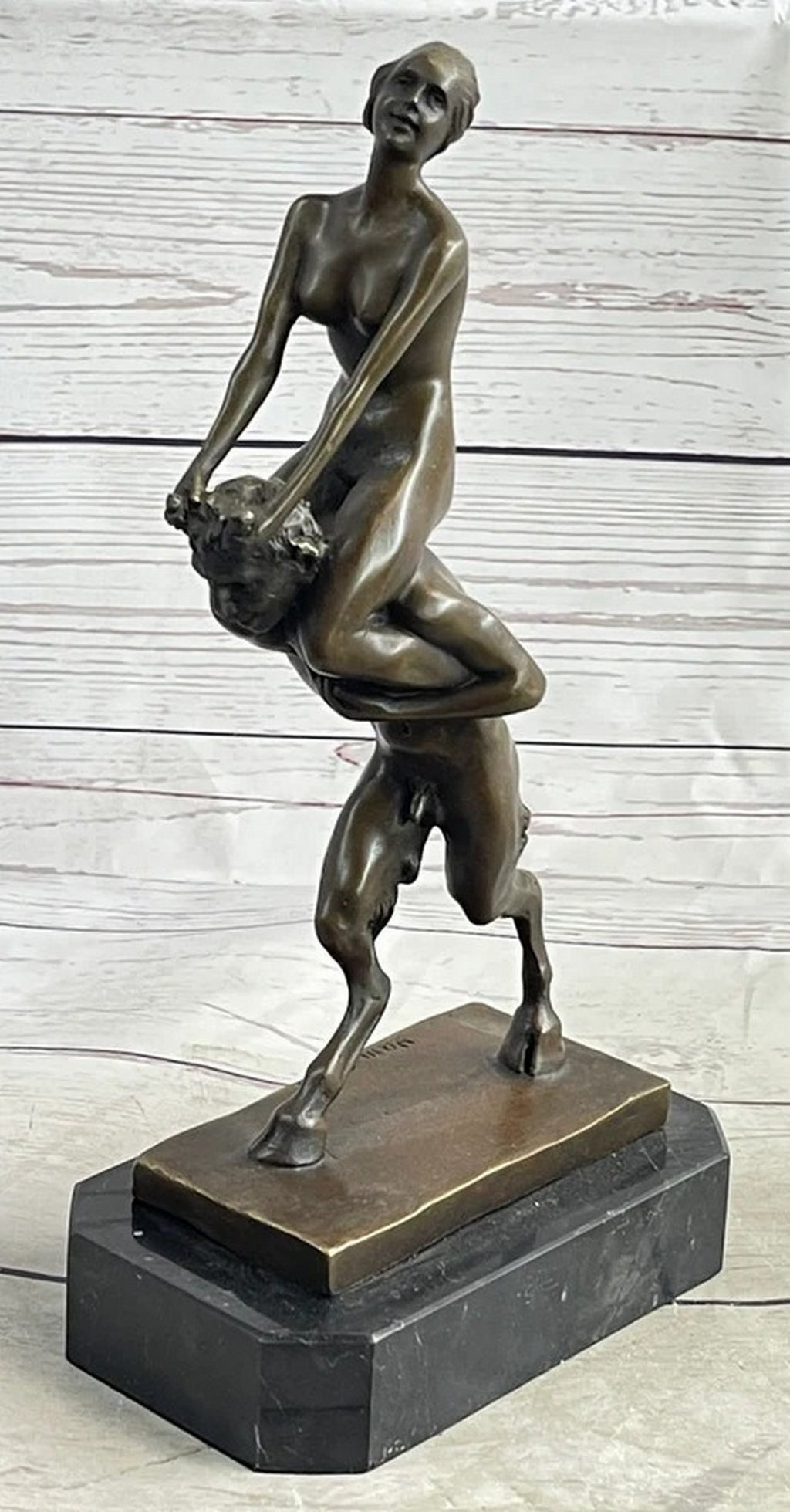 Signed Vienna Bronze Erotic Nymph and Satyr Bronze Sculpture