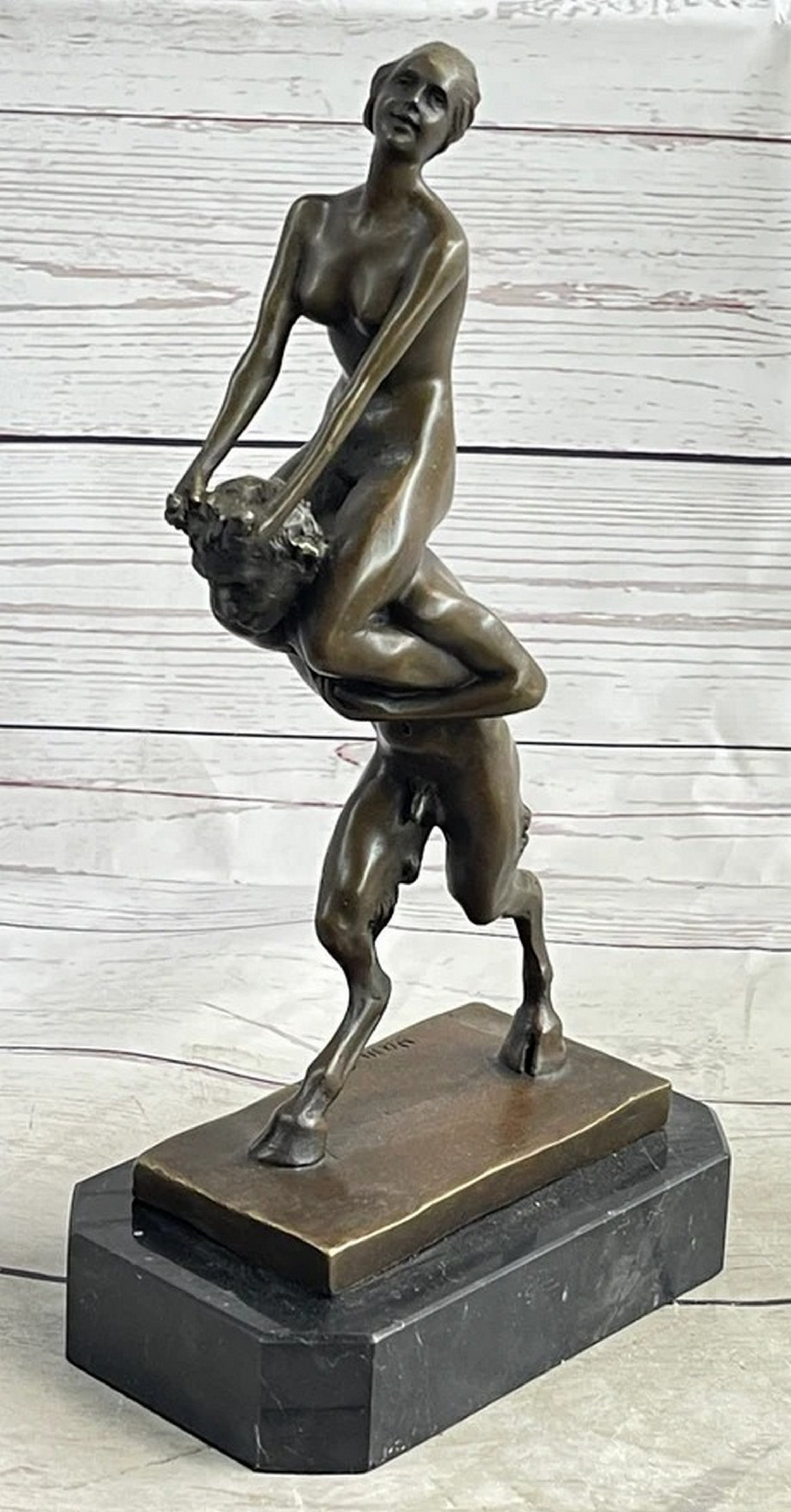 Signed Vienna Bronze Erotic Nymph and Satyr Bronze Sculpture