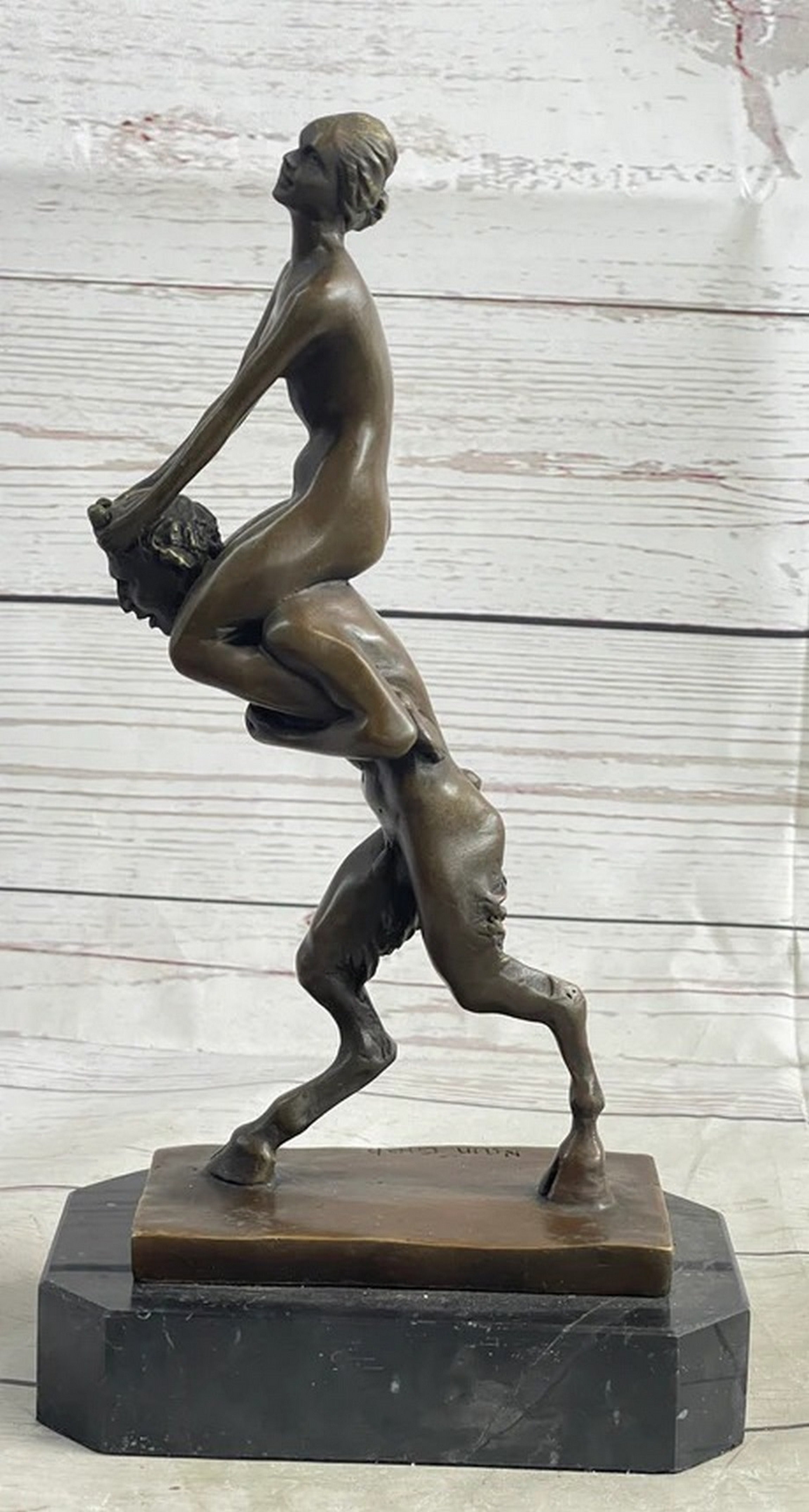 Signed Vienna Bronze Erotic Nymph and Satyr Bronze Sculpture