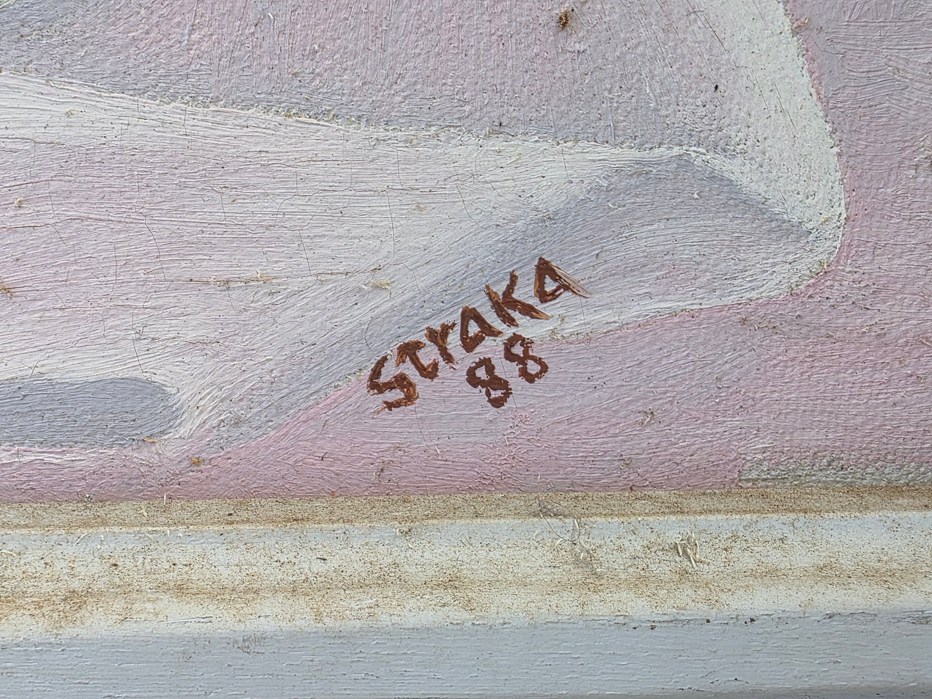 Straka oil on canvas framed painting