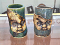 Vintage Pia hand made pottery mugs 4.50" ht