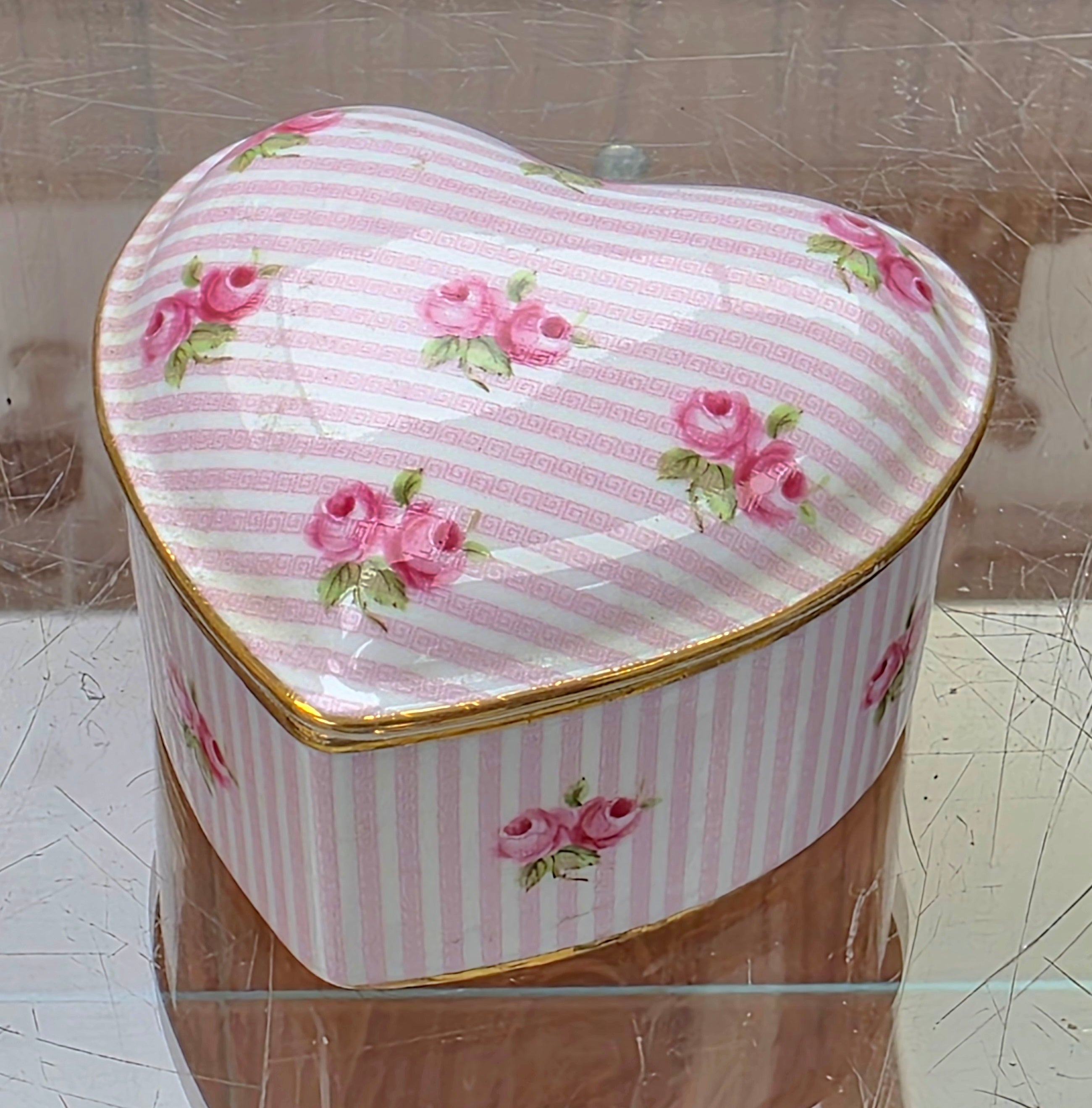 Vintage Heart shaped porcelain trinket box