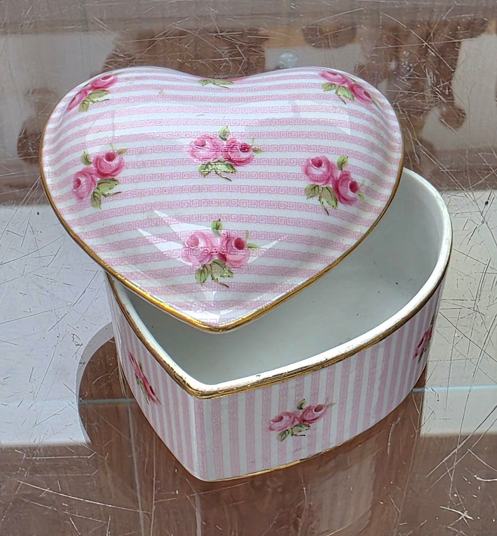 Vintage Heart shaped porcelain trinket box