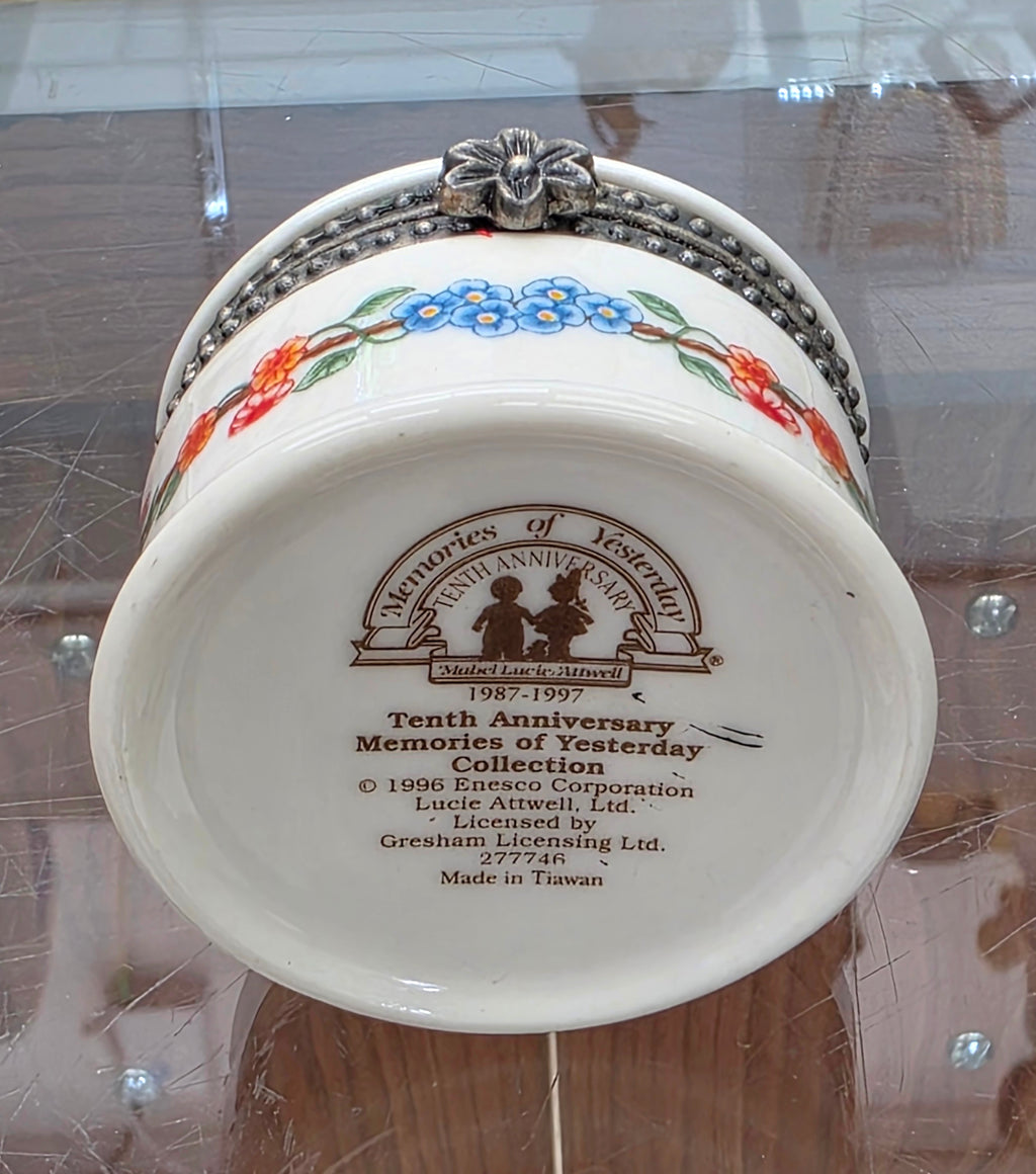 Vintage Enesco 1996 “Memories of Yesterday" Hinged Trinket Box 10th Anniversary