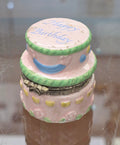 Vintage Hallmark Layered Pink Happy Birthday Cake PHB Porcelain Hinged trinket Box