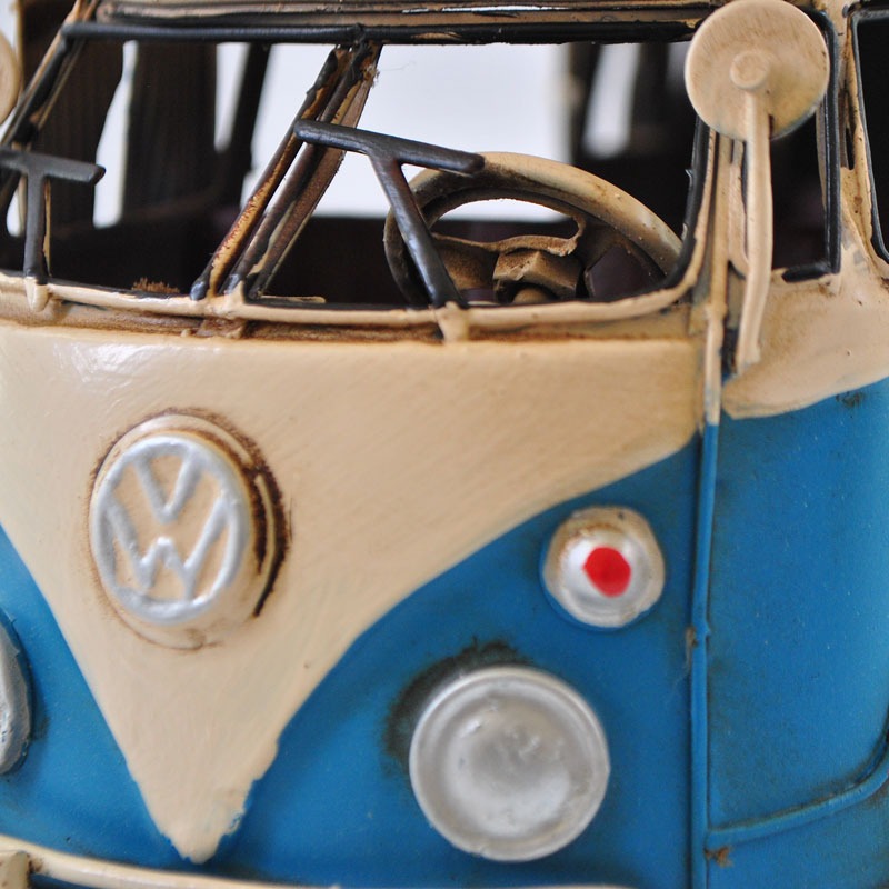 Blue and White Kombi with Roof Rack Volkswagen Classic