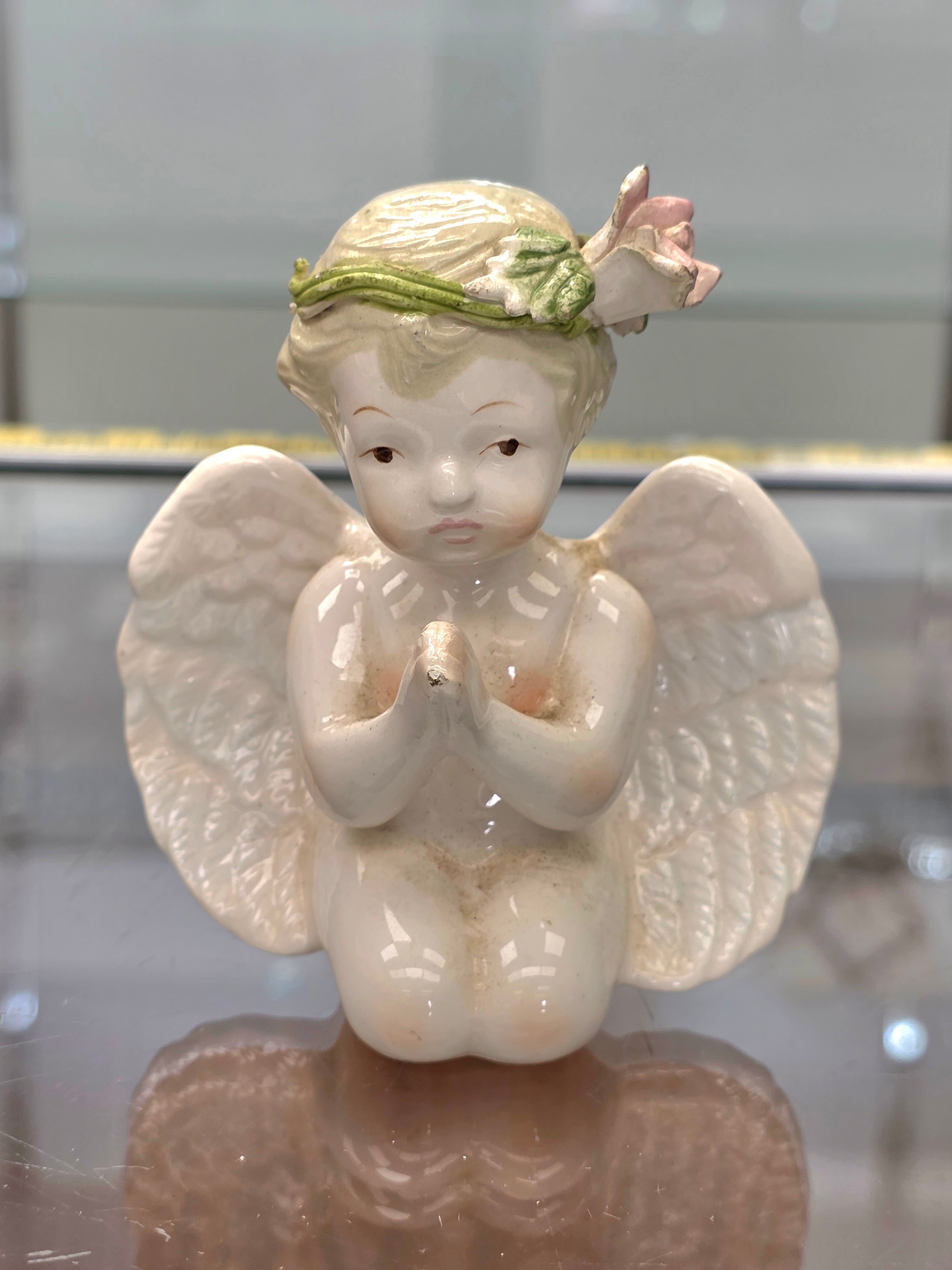 Vintage Ceramic Kneeling Praying Angel porcelain Figurine