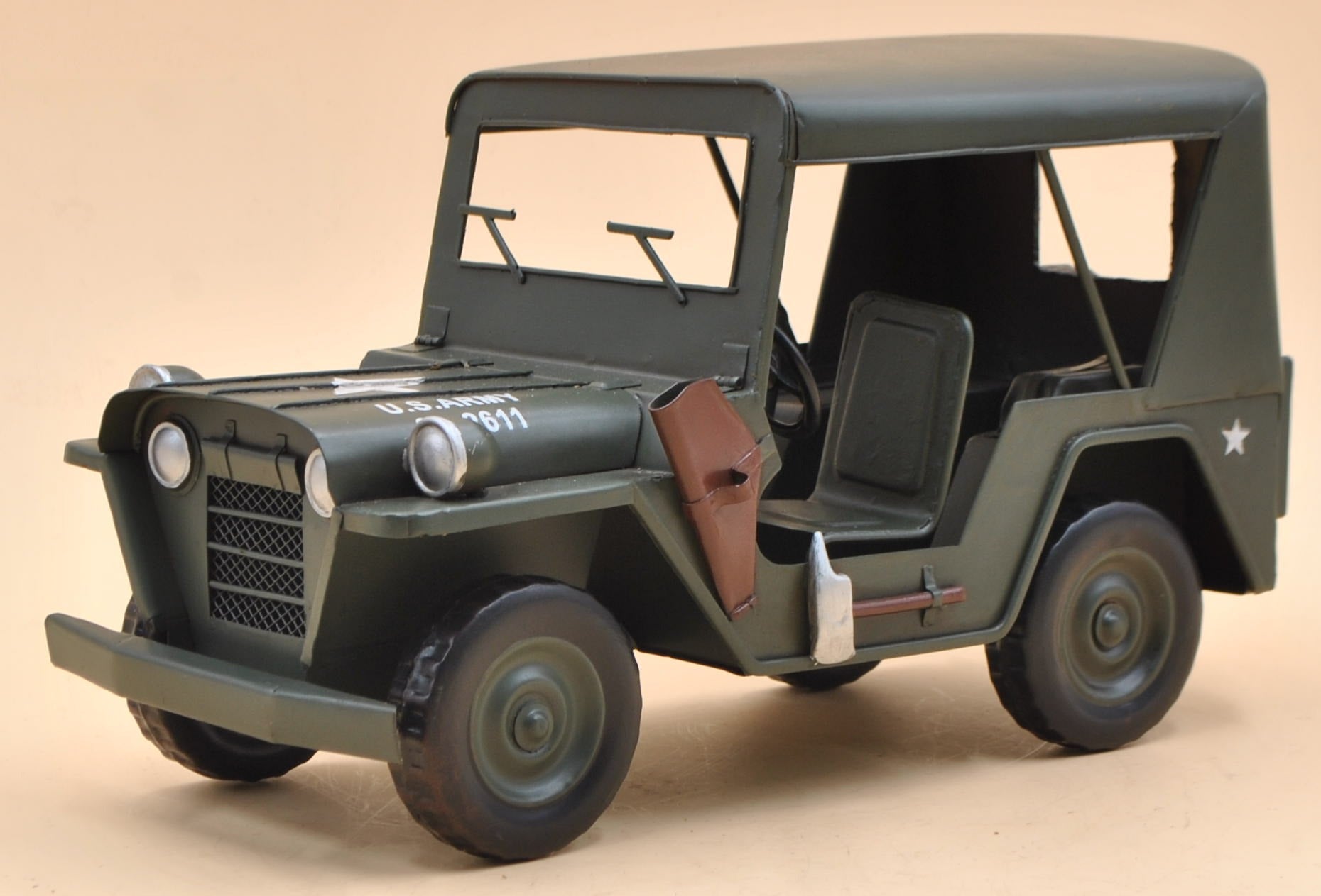 Retro Antique Military Jeep Model (1941 Army Jeep 1:12scale) Handcrafted Artwork