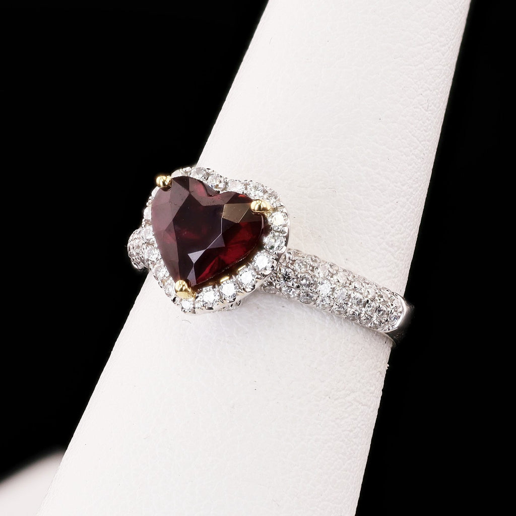 1.79ct Reddish Purplish Spinel and 0.68ctw Diamond 18K White Gold Ring