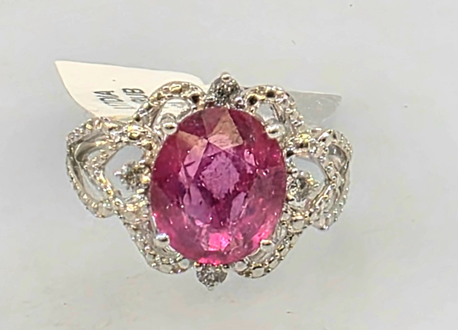 GGA certified 3.64 ct Ruby and Diamond Silver Ring