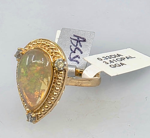 3.41 Opal Diamond Silver Ring