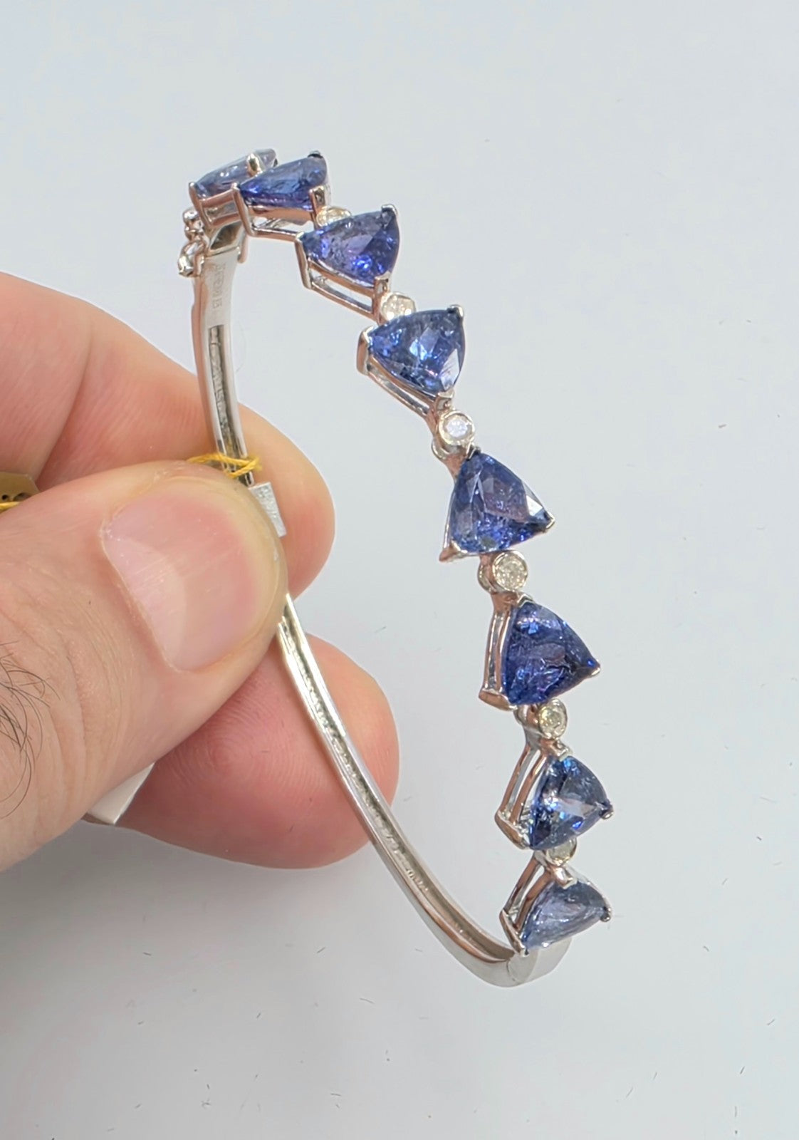 GGA certified 7.02 Tanzanite and .23 Diamond Silver Bracelet