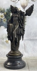 Mythical Fantasy Winged Goddess Angel Queen on Throne Bronze Original Art Statue