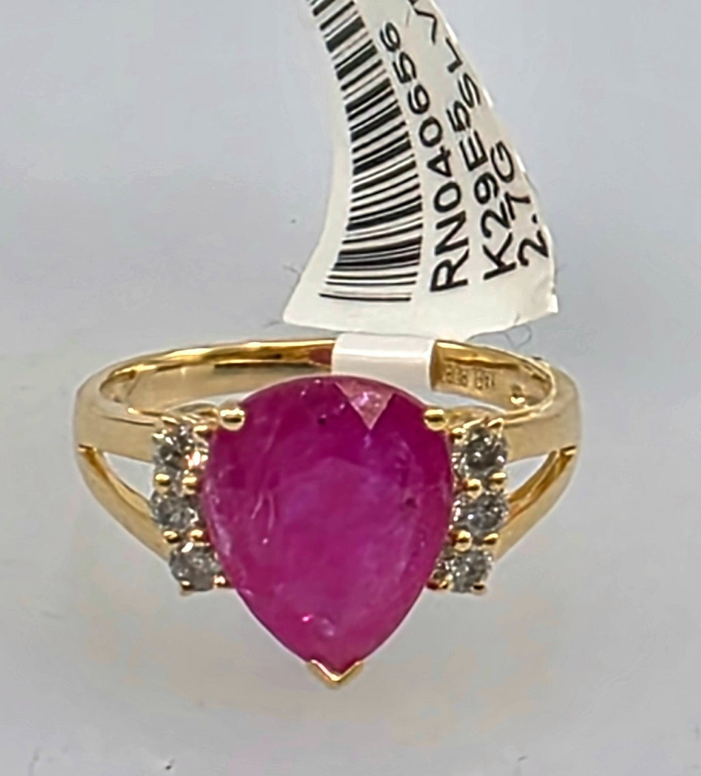 GGA 3.3 ct Ruby and Diamond Silver Ring