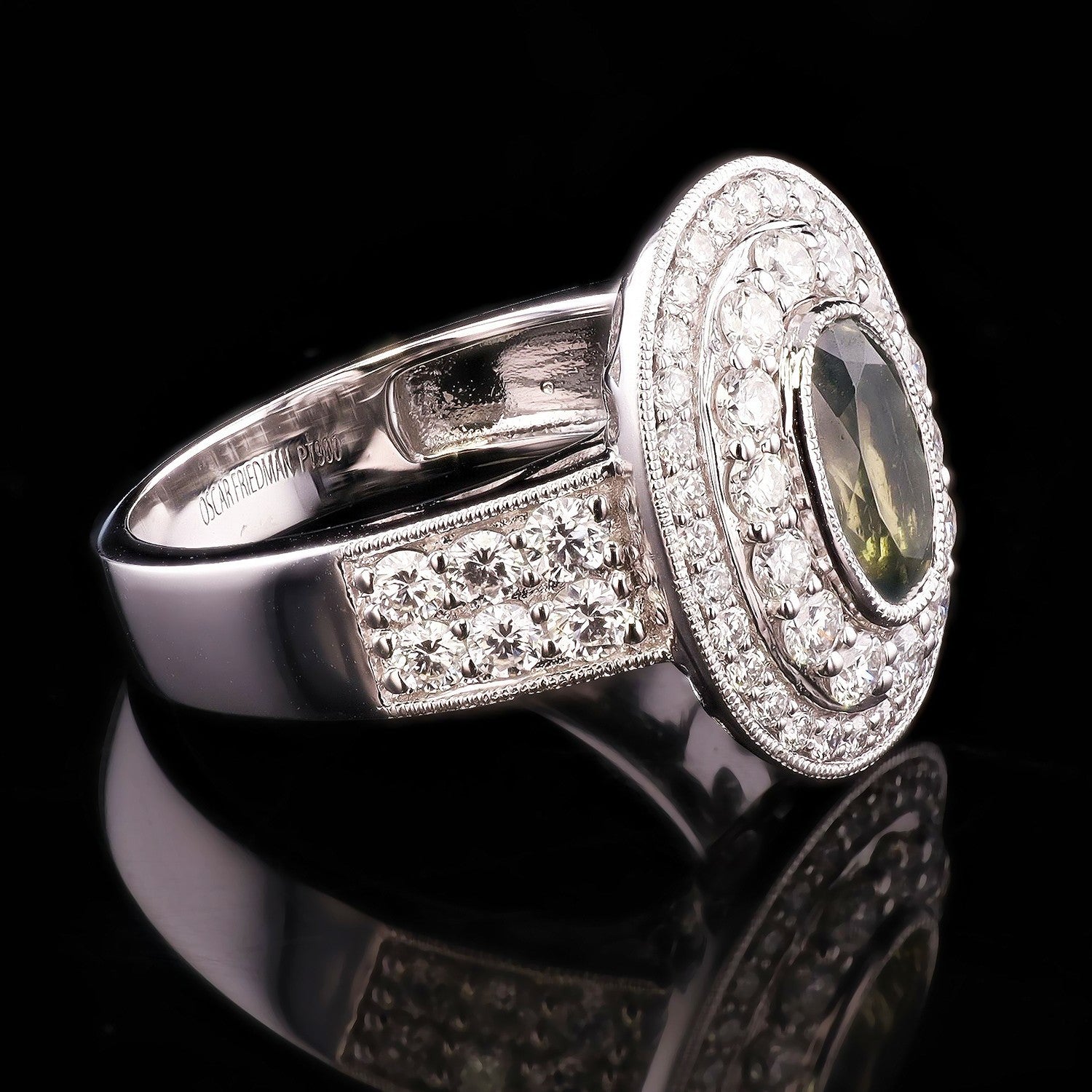 GIA CERTIFIED 1.42ct Alexandrite and 1.19ctw Diamond Platinum Ring