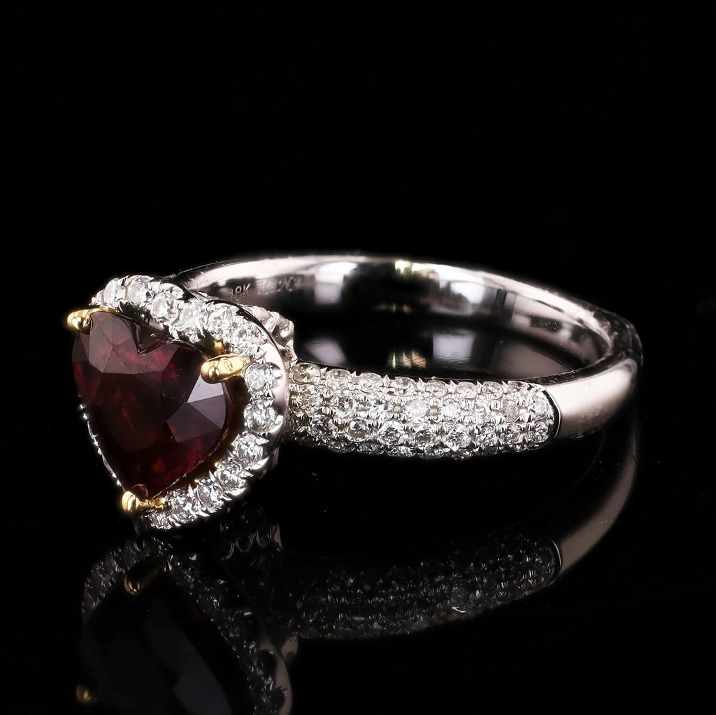 1.79ct Reddish Purplish Spinel and 0.68ctw Diamond 18K White Gold Ring
