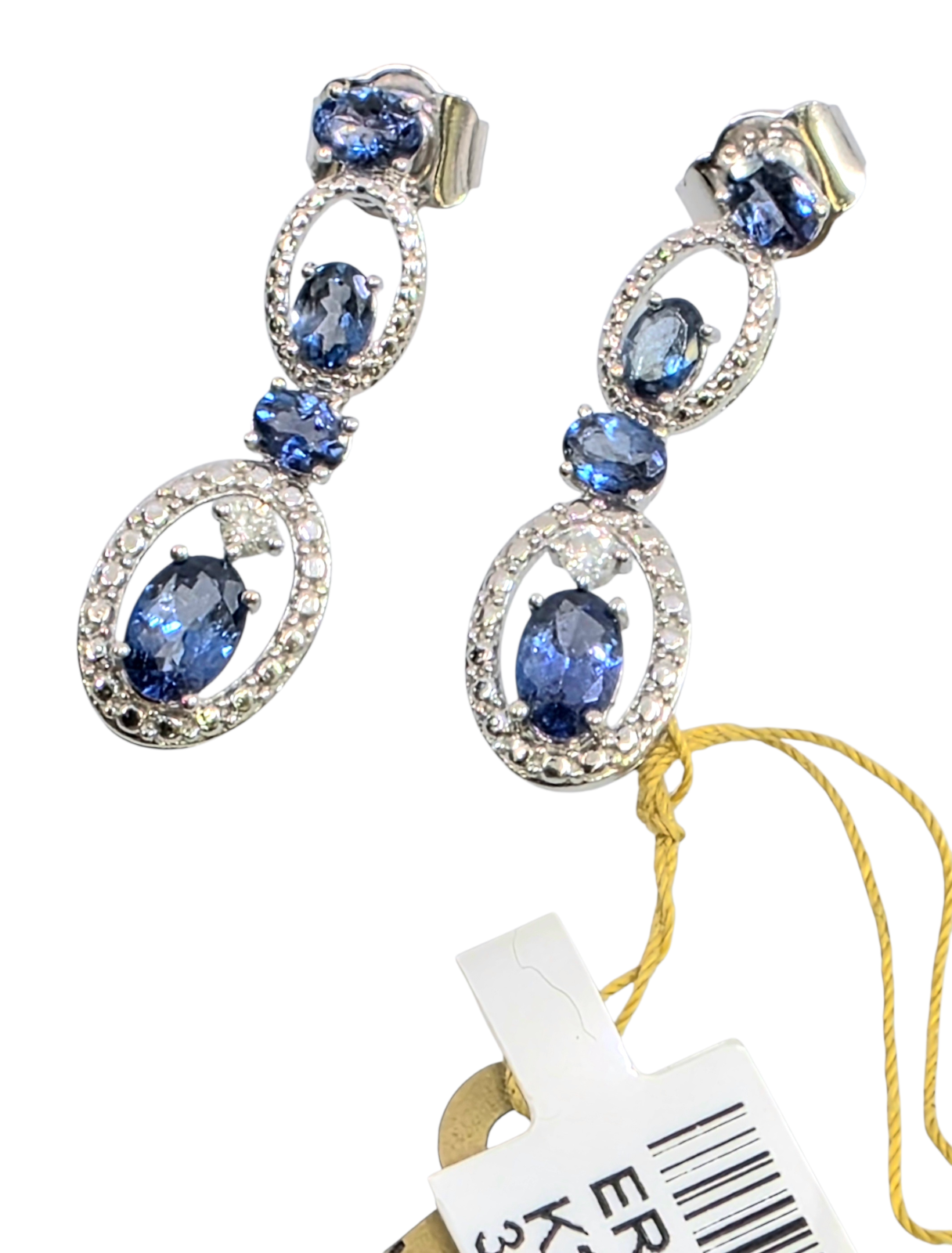 GGA Silver  1.84 ct Tanzanite and  Diamond Earrings