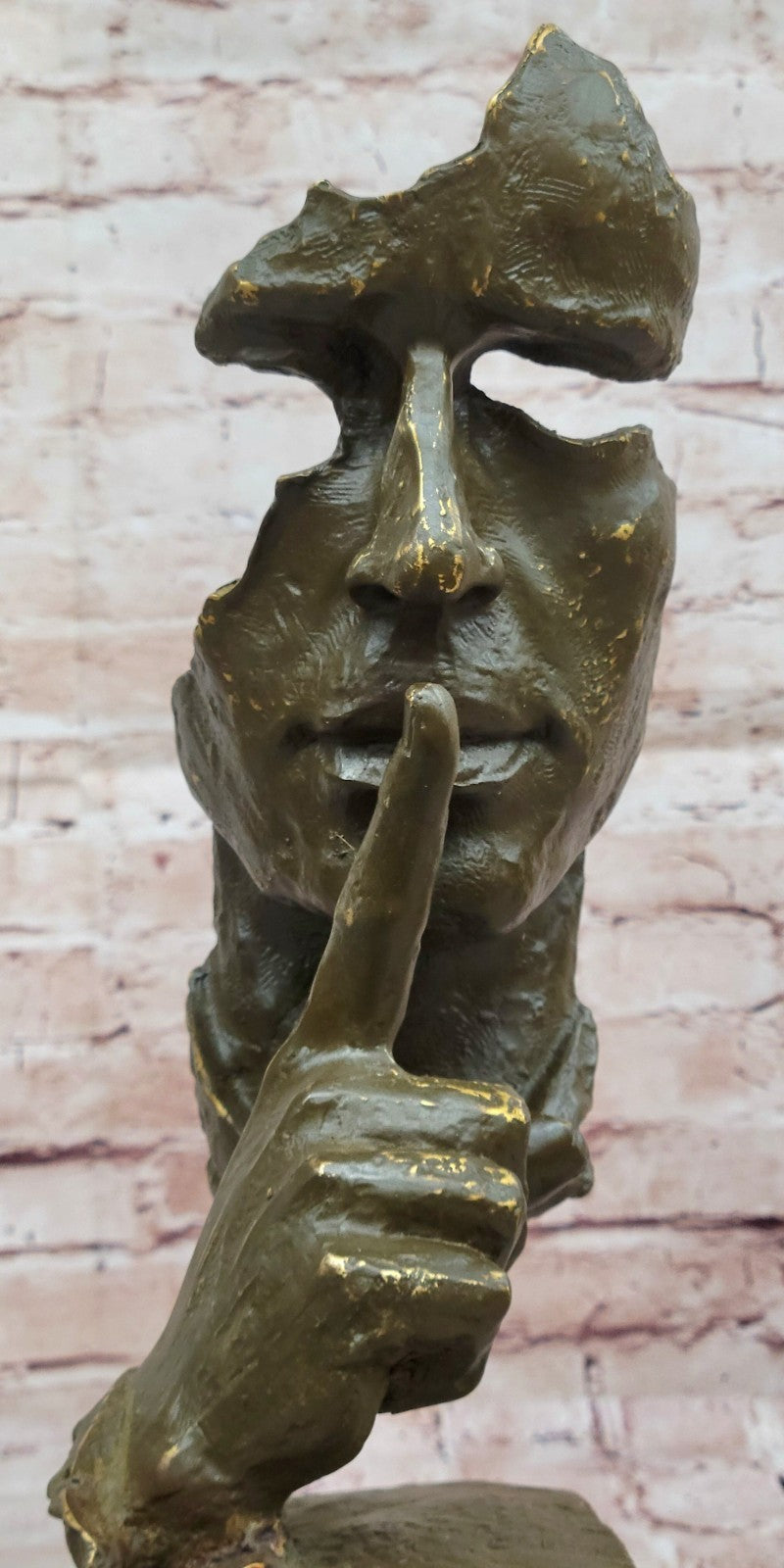 Abstract "Silence" Shh Hush Up Bronze Sculpture –  Modern Art Decor