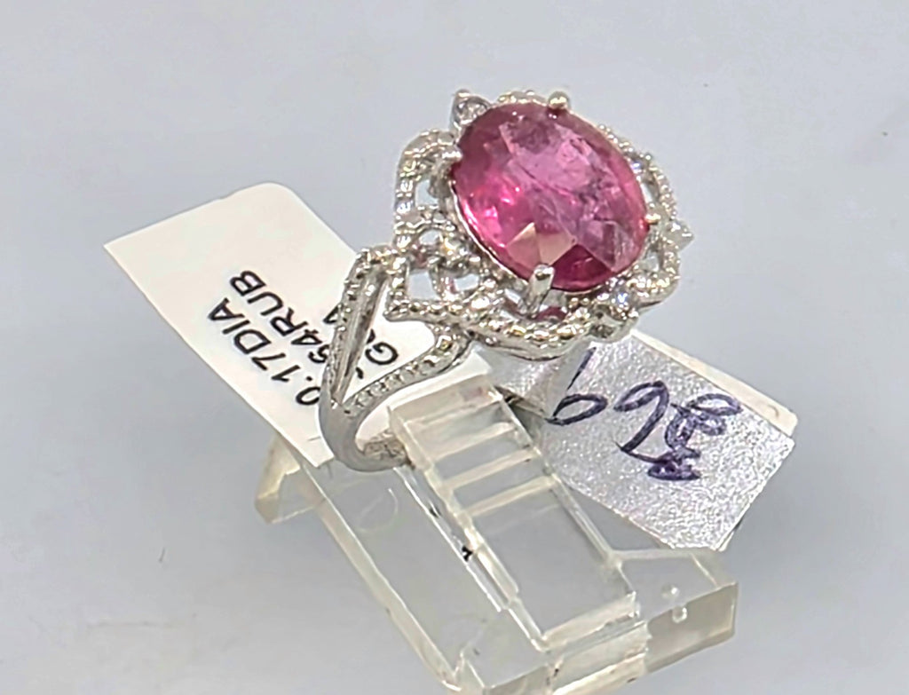 GGA certified 3.64 ct Ruby and Diamond Silver Ring
