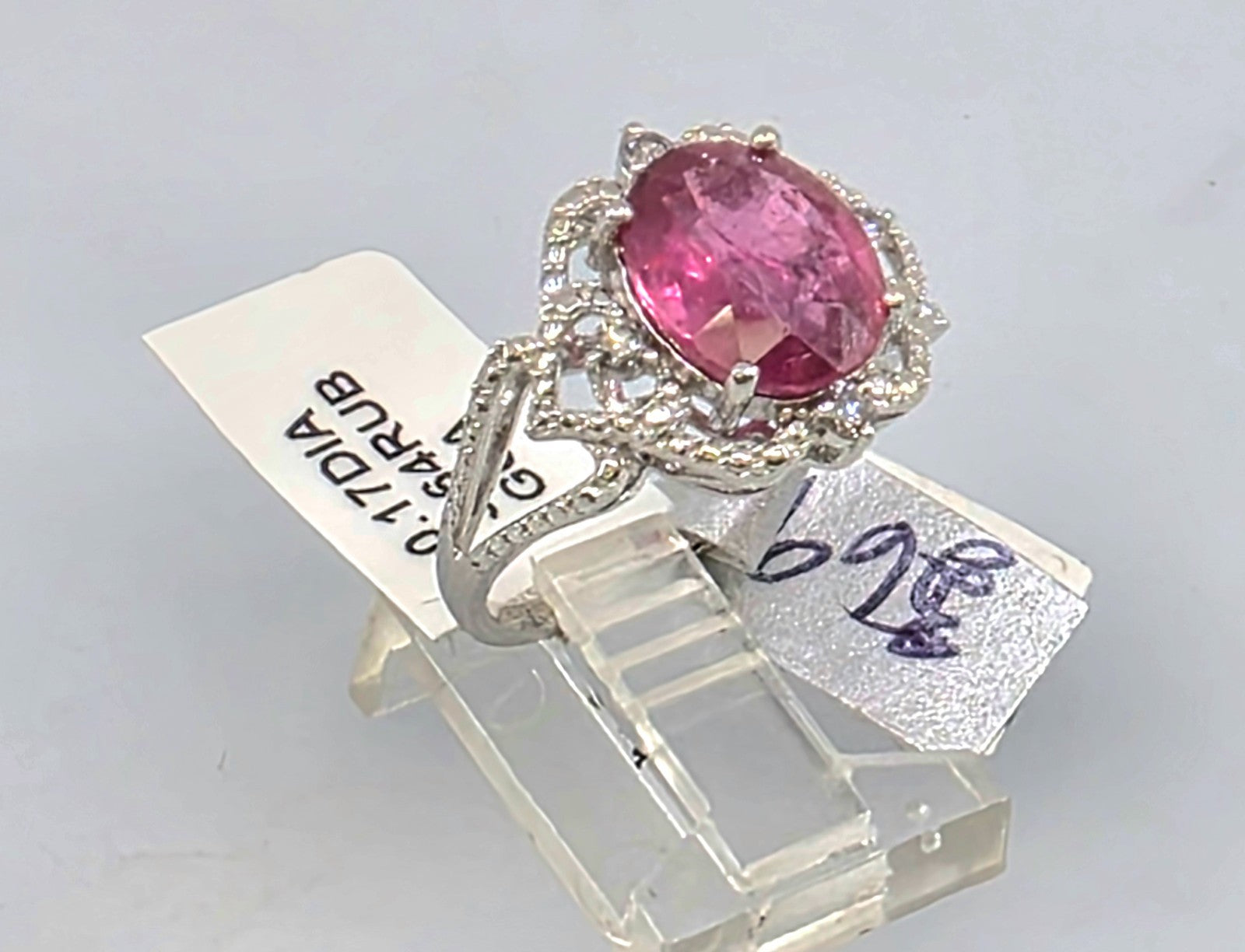 GGA certified 3.64 ct Ruby and Diamond Silver Ring