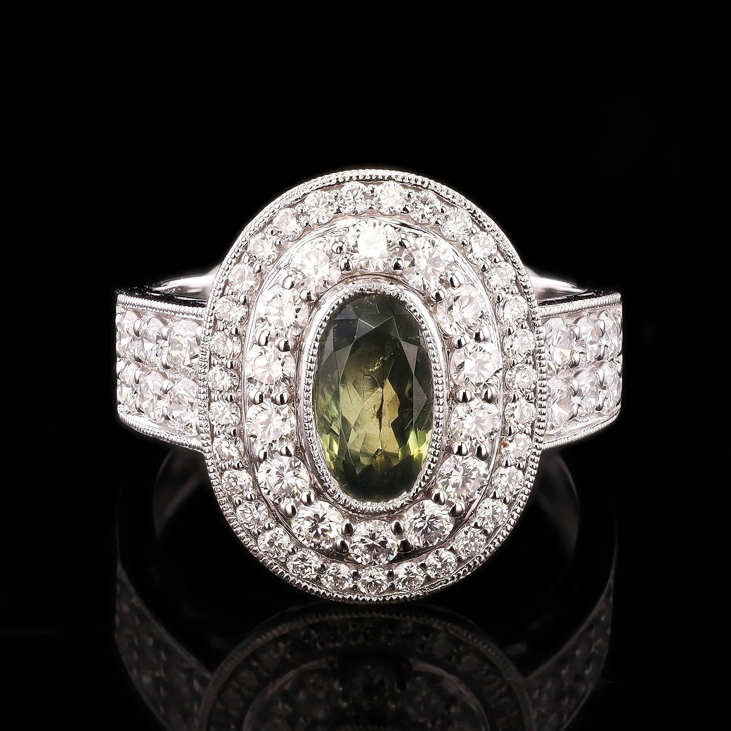 GIA CERTIFIED 1.42ct Alexandrite and 1.19ctw Diamond Platinum Ring