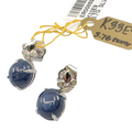 GGA 8.43 Star Sapphire Cabochon Diamonds Silver Earrings