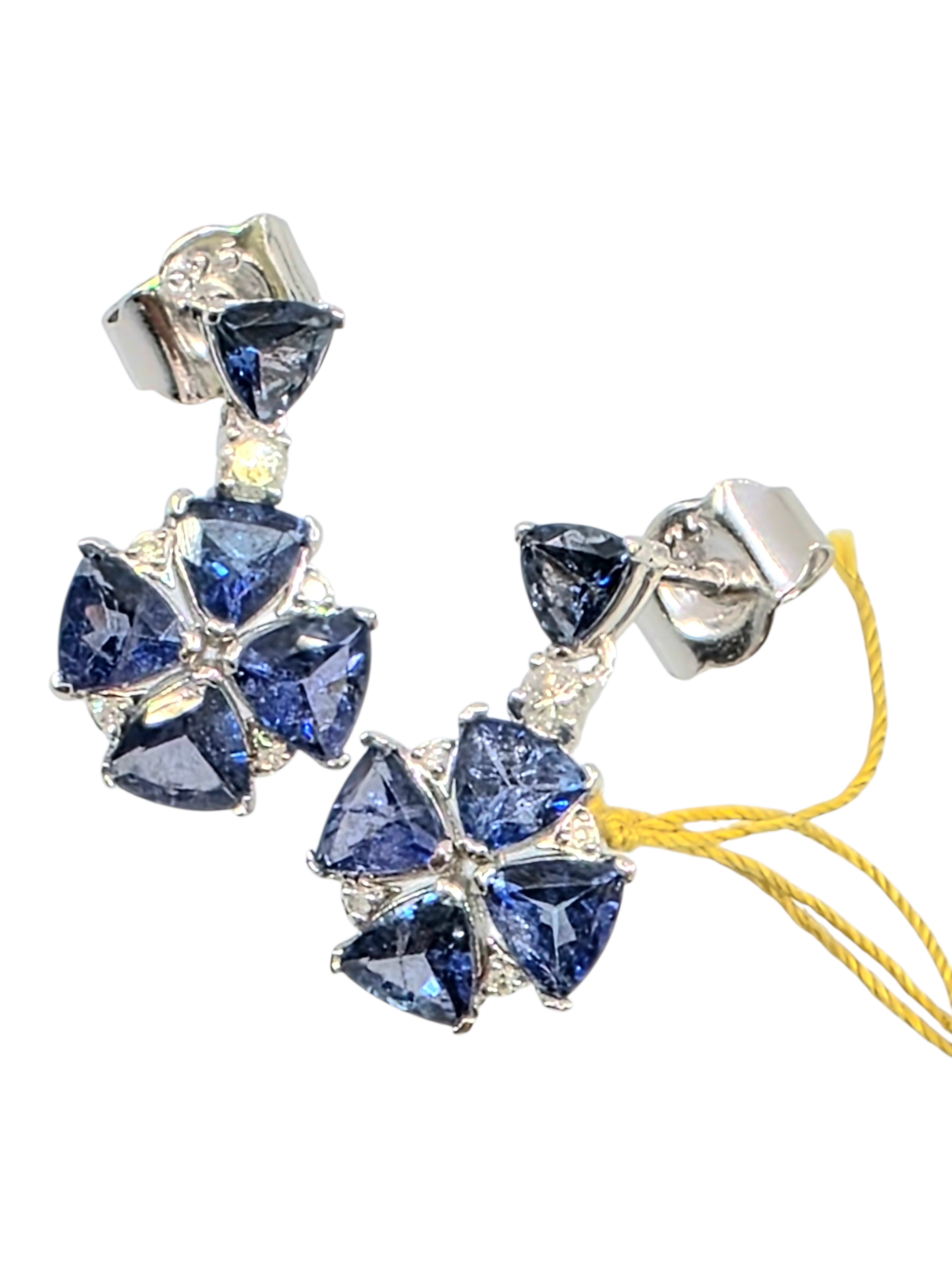 GGA Silver  2.68 ct Tanzanite and  Diamond Earrings