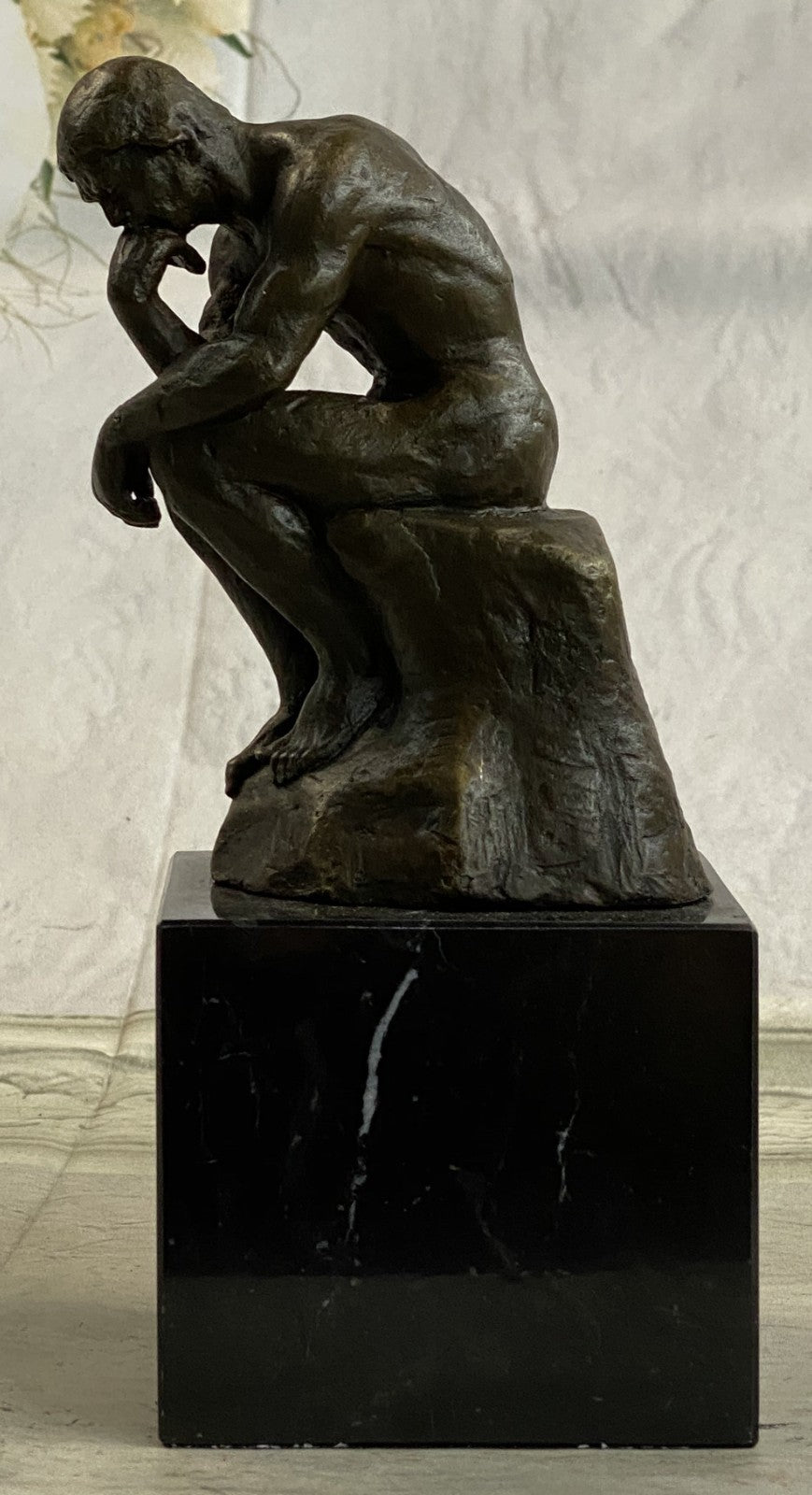 NUDE THINKING MAN THINKER Auguste Rodin Bronze Statue Sculpture Mini Replica Art