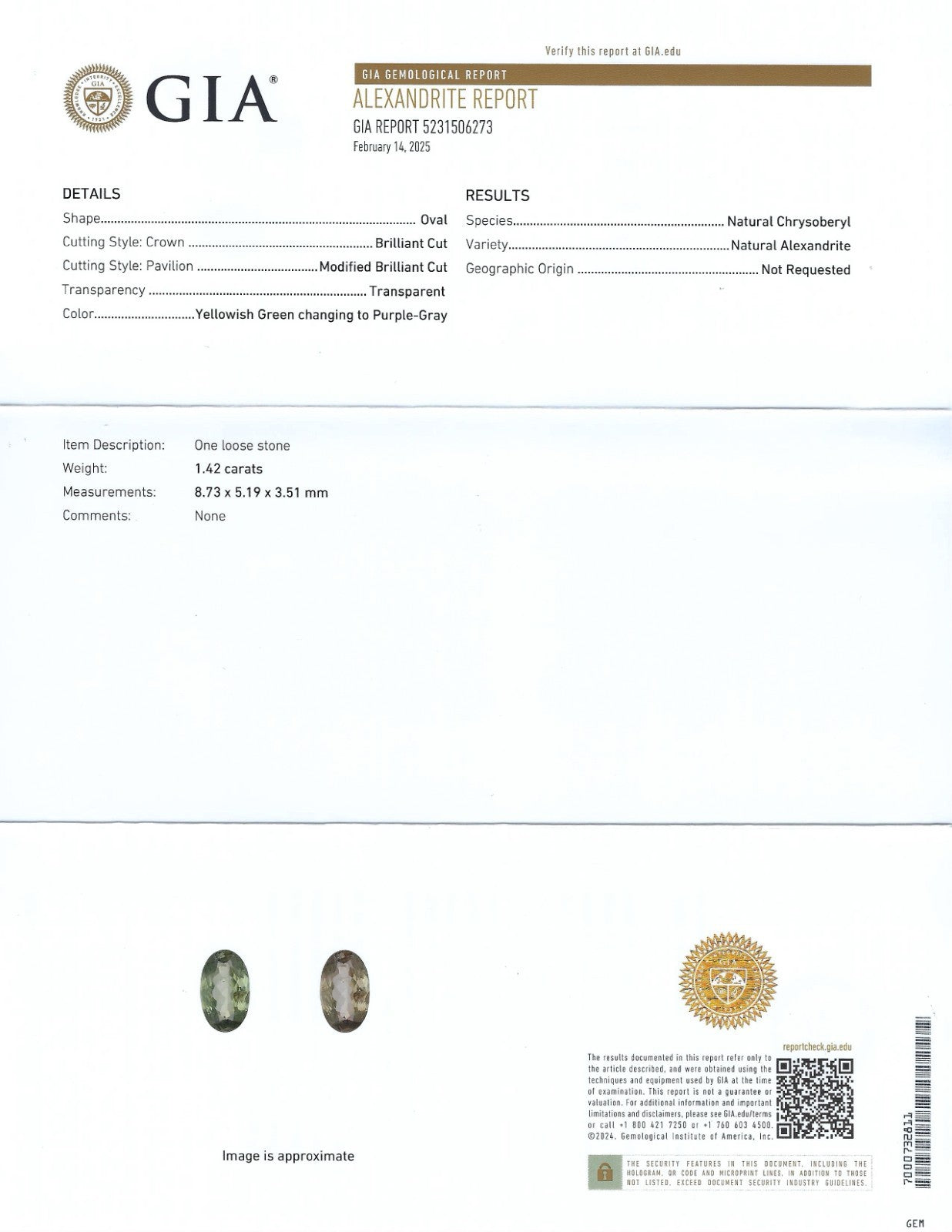 GIA CERTIFIED 1.42ct Alexandrite and 1.19ctw Diamond Platinum Ring