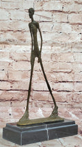 Walking Man Bronze Sculpture – Brutalism Abstract Surrealism Style Modern Art