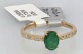 GGA Certified .73 Emerald and Diamond Silver Ring.