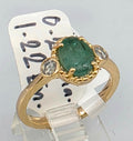 GGA 1.22 ct Emerald and Diamond Silver Ring.