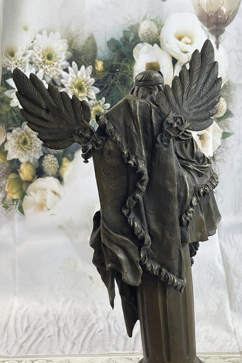 Mythical Fantasy Winged Goddess Angel Queen on Throne Bronze Original Art Statue