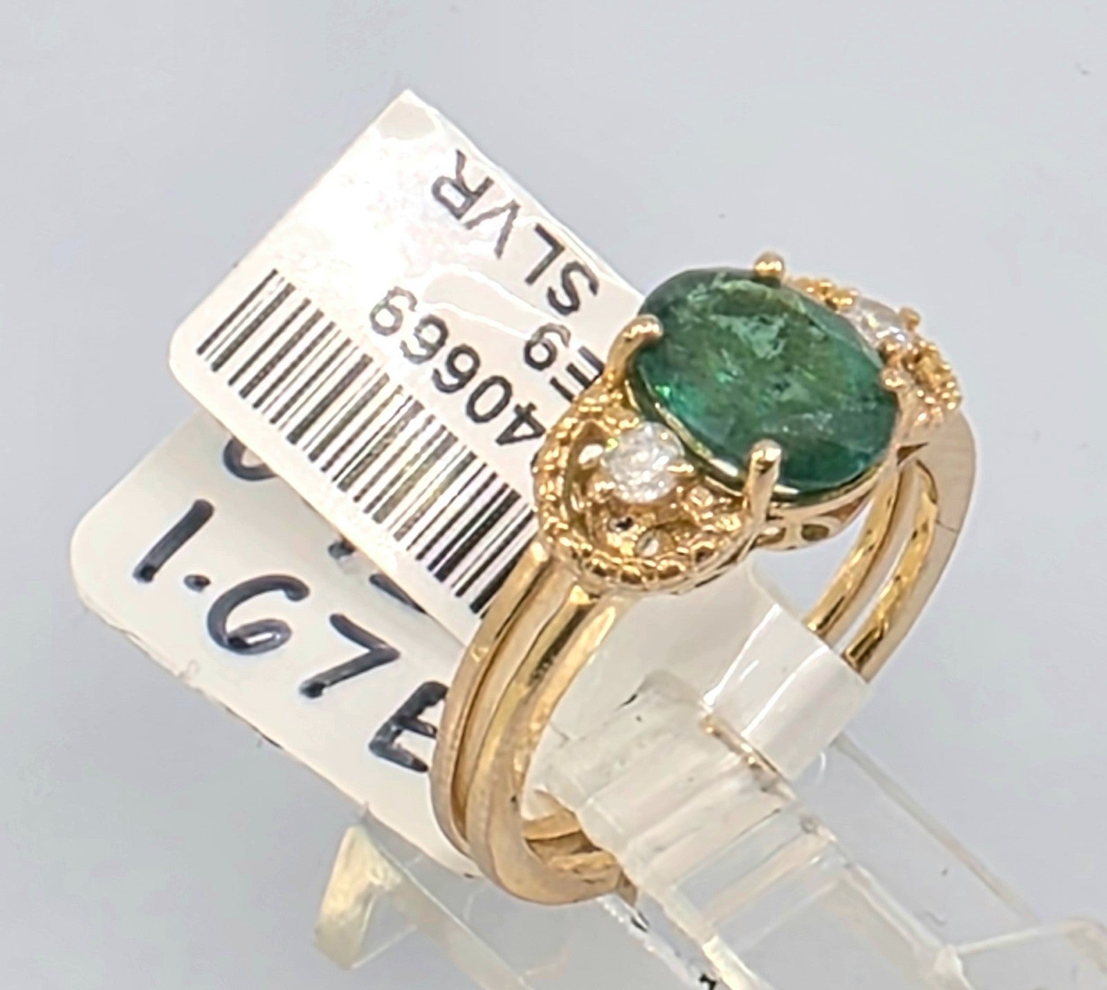 GGA 1.67 ct Emerald and Diamond Silver Ring.
