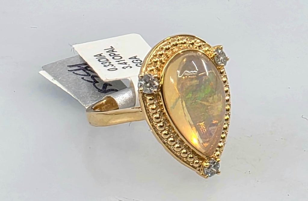 3.41 Opal Diamond Silver Ring