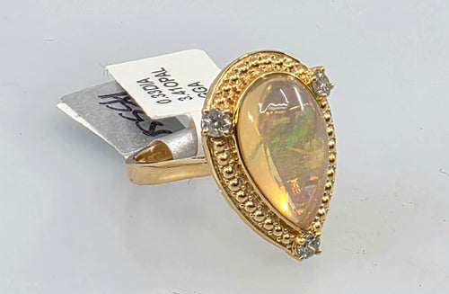 3.41 Opal Diamond Silver Ring