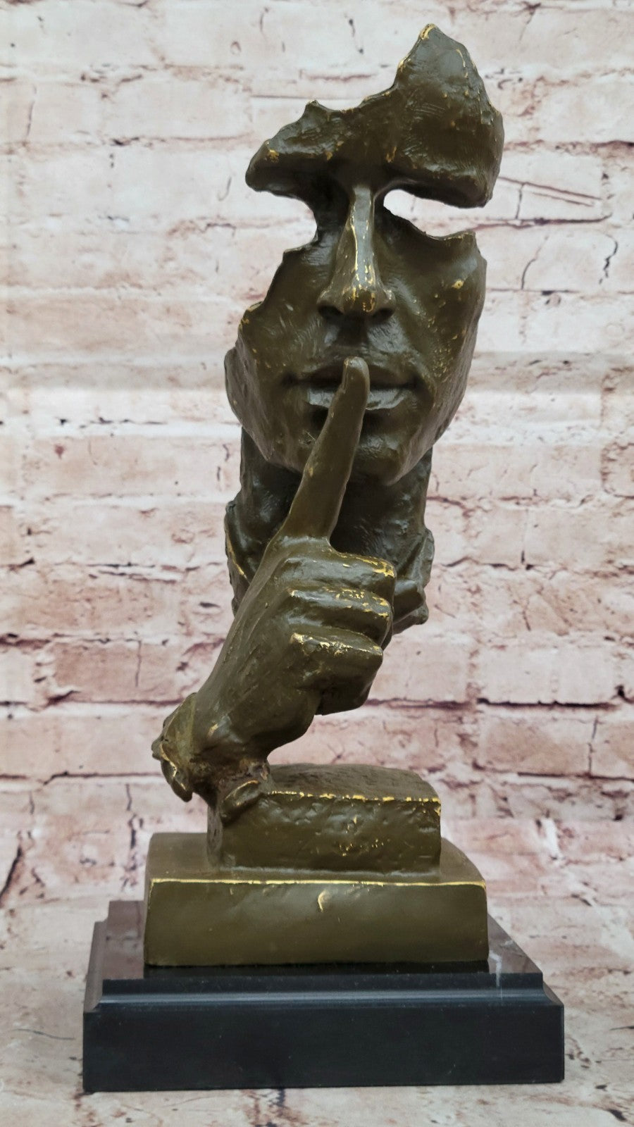 Abstract "Silence" Shh Hush Up Bronze Sculpture –  Modern Art Decor
