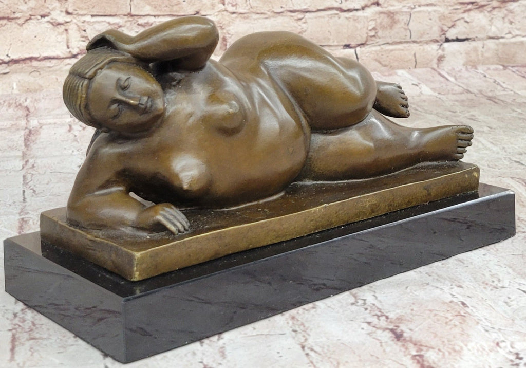 Chubby Nude Woman Laying on Her Side  Bronze Sculpture by Fernando Botero
