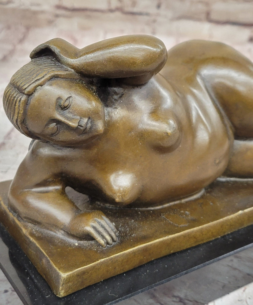 Chubby Nude Woman Laying on Her Side  Bronze Sculpture by Fernando Botero