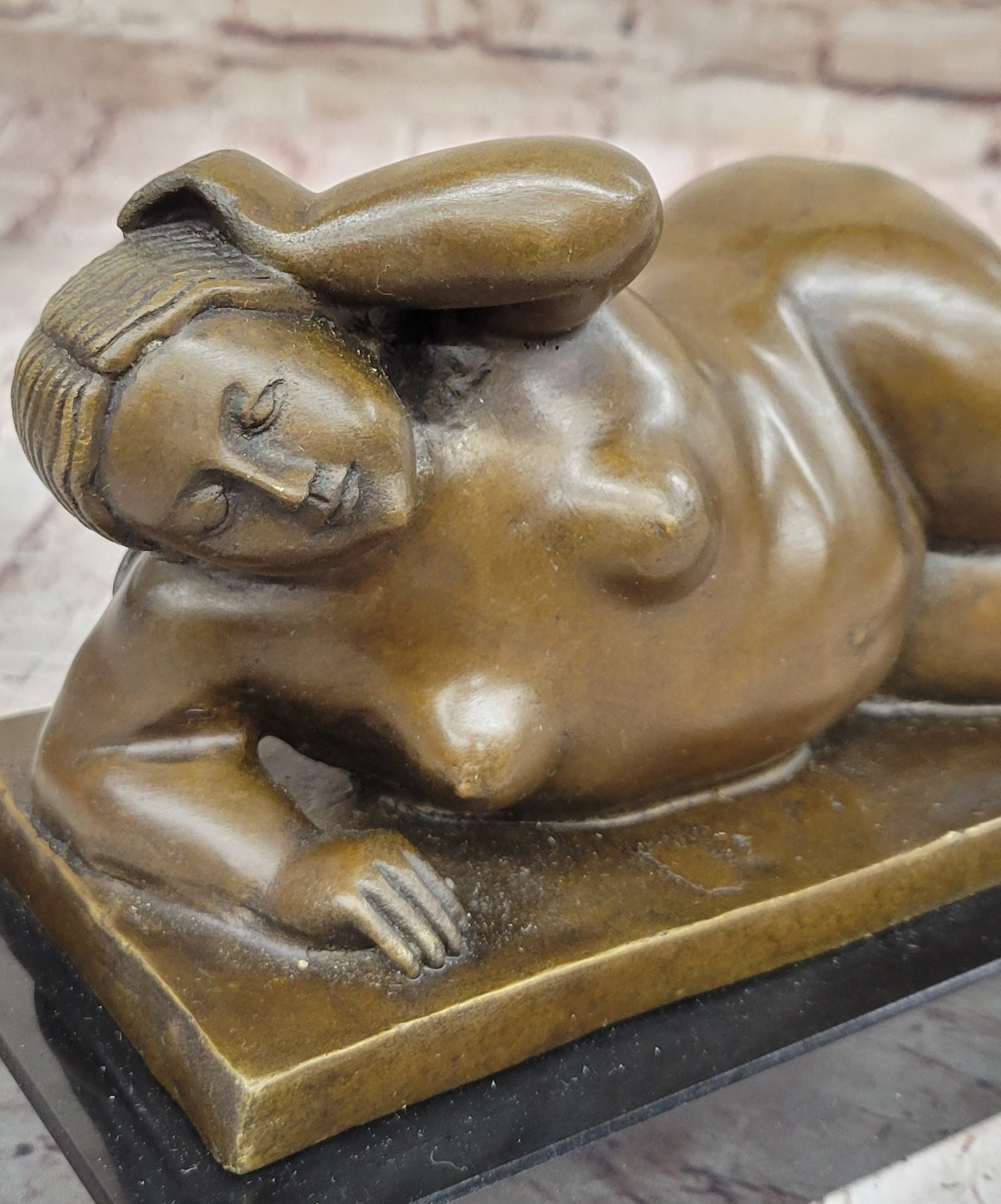 Chubby Nude Woman Laying on Her Side  Bronze Sculpture by Fernando Botero